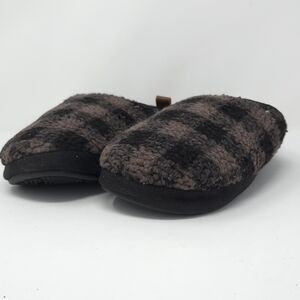 Vance Mens Roland Fleece Shearling Slide Slipper, Black S(7-8)